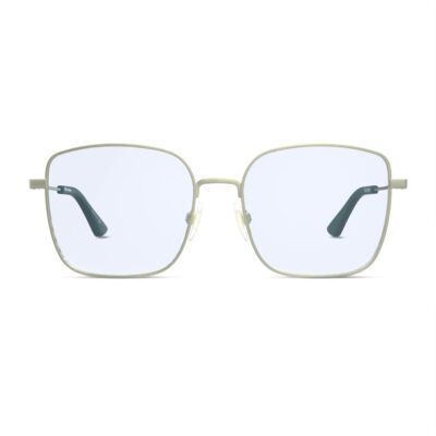 The Atrium Blue Light Glasses in Matte Gold with Green Tips