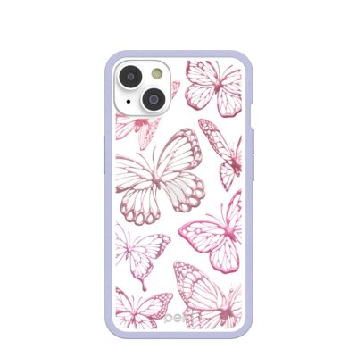 Clear Butterfly Effect iPhone 14 Case With Lavender Ridge