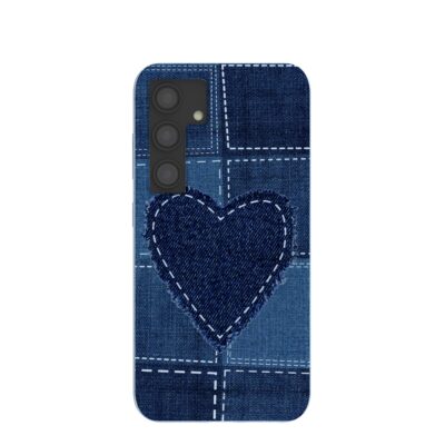 Powder Blue Denim Heart Samsung Galaxy S24 Case