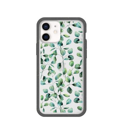 Clear Eucalyptus iPhone 12/ iPhone 12 Pro Case With Black Ridge