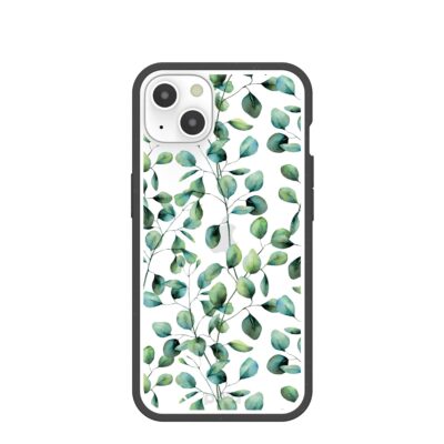 Clear Eucalyptus iPhone 13 Case With Black Ridge