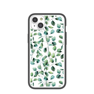 Clear Eucalyptus iPhone 14 Plus Case With Black Ridge