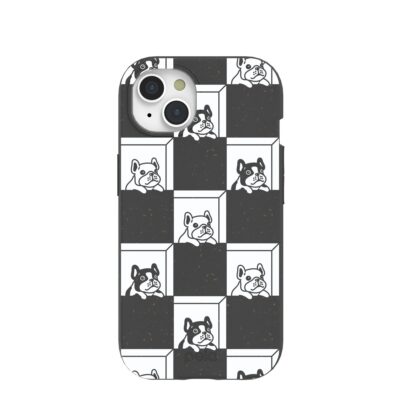 Black Frenchie Checkers iPhone 15 Case