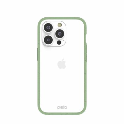 Clear iPhone 14 Pro Case with Sage Green Ridge