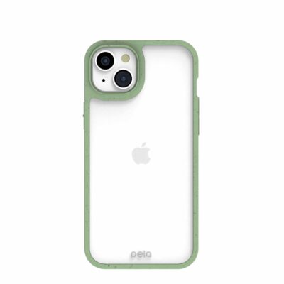 Clear iPhone 15 Plus Case with Sage Green Ridge