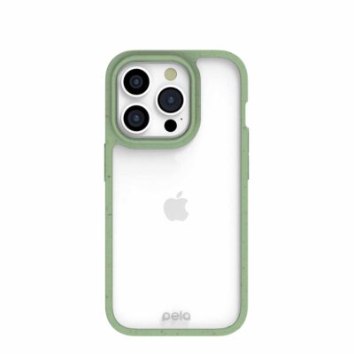 Clear iPhone 15 Pro Case with Sage Green Ridge