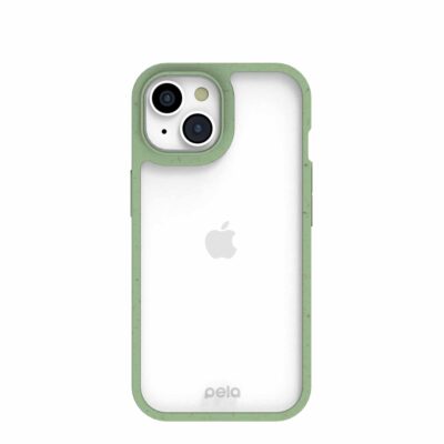 Clear iPhone 15 Case with Sage Green Ridge