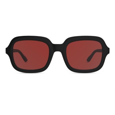 Montenegro Squares Sunglasses in Black with Red Lens