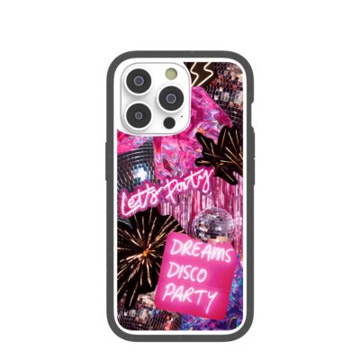 Clear Party Time iPhone 14 Pro Case With Black Ridge