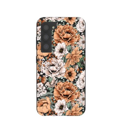 Black Peachy Peonies Samsung Galaxy S23 Case