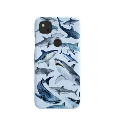 Powder Blue Sharks Google Pixel 4a Case