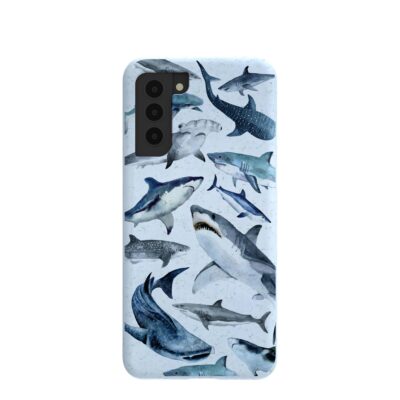 Powder Blue Sharks Samsung Galaxy S21 Case