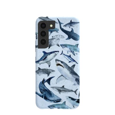 Powder Blue Sharks Samsung Galaxy S22 Case