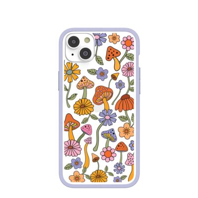 Clear Shrooms and Blooms iPhone 14 Plus Case With Lavender Ridge