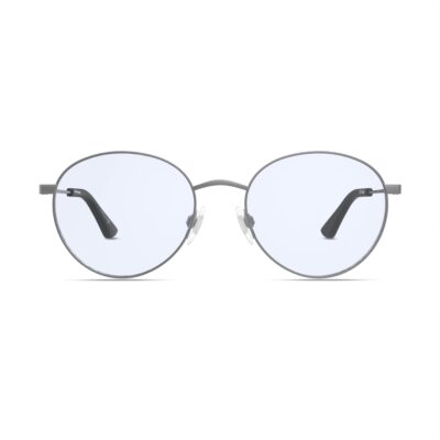 The Studio Blue Light Glasses in Matte Silver with Black Tips