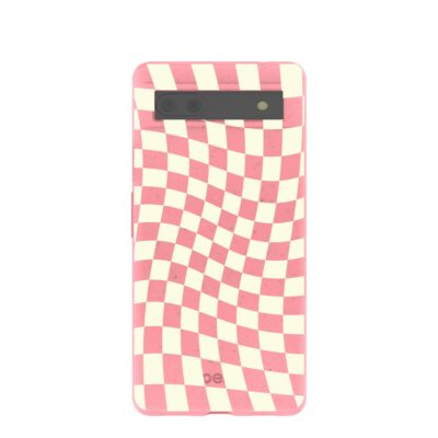 Bubblegum Pink Warped Checkers Google Pixel 6a Case