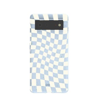 Powder Blue Warped Checkers Google Pixel 6 Case