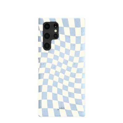 Powder Blue Warped Checkers Samsung Galaxy S22 Ultra Case