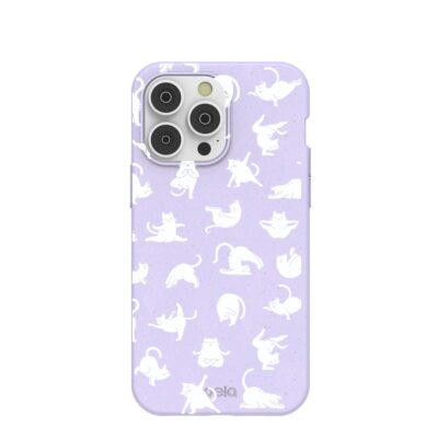 Lavender Yoga Cat iPhone 14 Pro Max Case